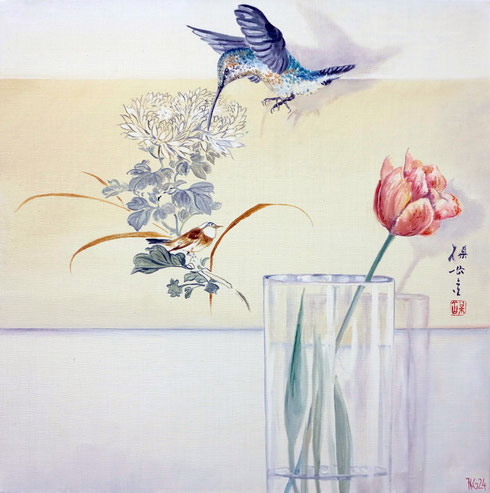 Henning von Gierke: "Kolibri - Interkulturell", Öl auf Leinwand, 2024
