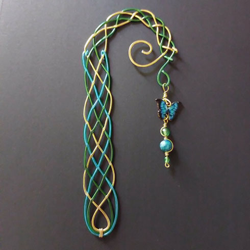 Signet, marque-page papillon doré vert turquoise fait main l' Arche de Jessica