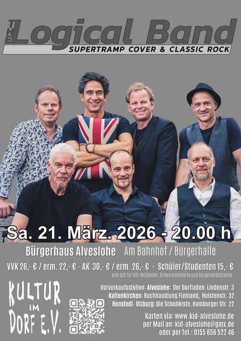 The Logical Band - Supertramp Cover & Rock Classics am 21.3.2026 in Alveslohe im Bürgerhaus