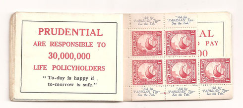 Used booklet with five remaining stamps.