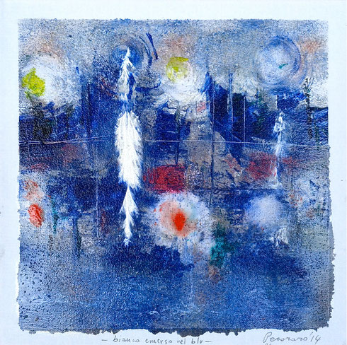 "bianco emerso nel blu", 2014 tecnica mista su tela, 30 x 30 cm