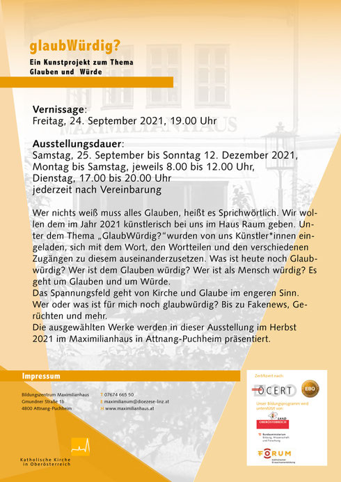 "glaubWürdig"Ausstellung MAXIMILILIANUM Konrad Wallmeier