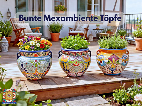 Originelle, handbemalte Blumentöpfe aus Mexiko