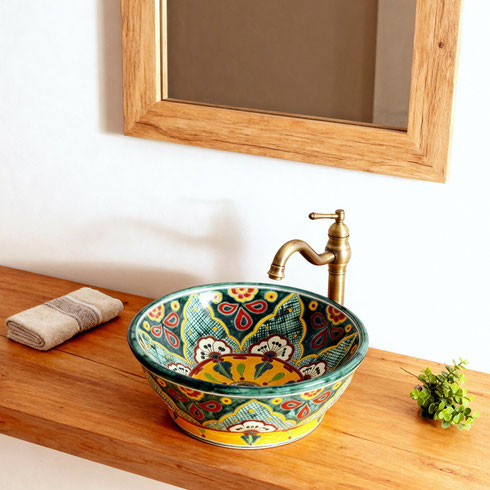 Waschbecken marokkanisches Design VERANO handbemalt mexambiente