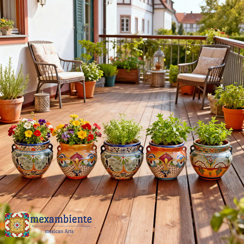 Mexikanische Übertöpfe mit bunten Designs!