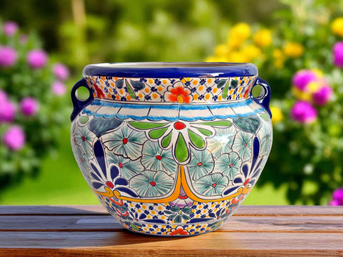 Bunter mexikanischer Blumentopf aus Keramik caribe