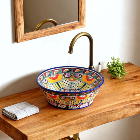 Holzwaschtisch mit Marokko Waschbecken FRIEDA