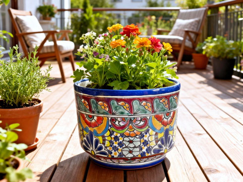 Mexiko Keramik Blumentopf Pflanzgefäß MAYITA