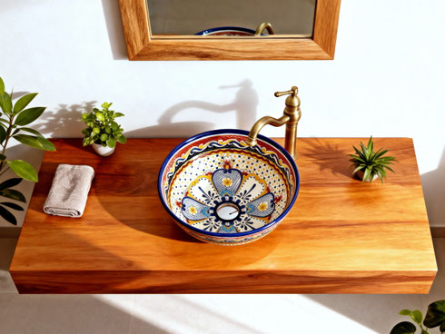 Badezimmer Waschtisch mit Mexiko Waschbecken MAYA marokko Design