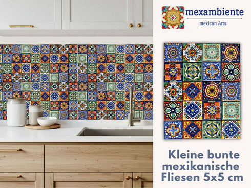 Bunte Keramik Mosaikfliesen 5x5 cm aus Mexiko im Shop