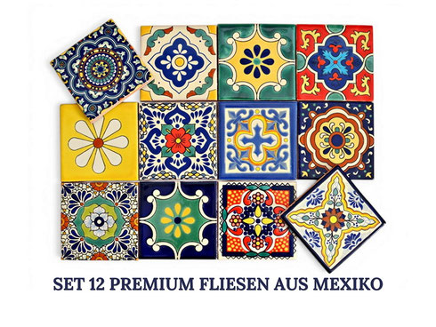 Bunte Premium mexikanische Fliesen als Patchwork-Set. Versand aus Deutschland 