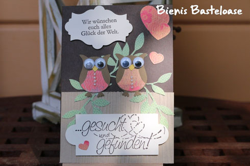 Hochzeitskarte mit Eulen
