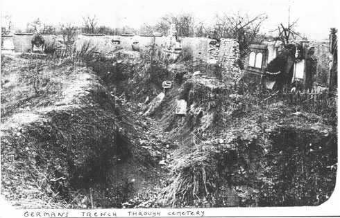Tranchées allemandes traversant le cimetière de Xivray