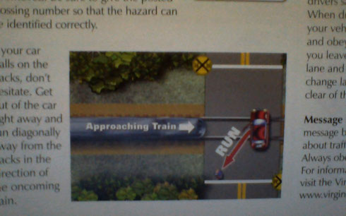 Was machen, wenn der Zug kommt und man auf den Gleisen steht. Führerscheinlernzettel retten leben.