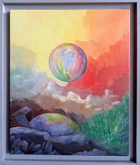 Bulles émotionnelles,Terrestre. Acrylique. 61 x 50 cm. Disponible. 500€.