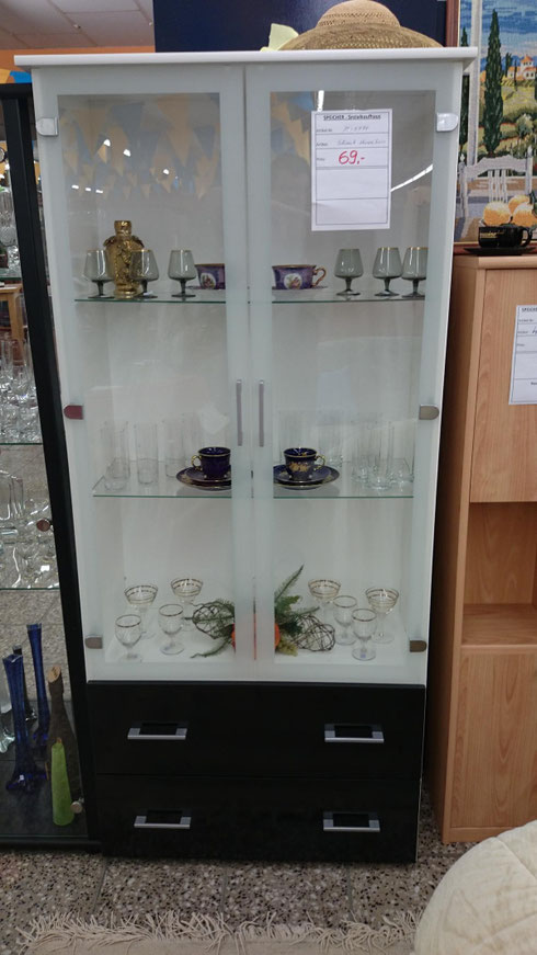 Vitrinenschrank, schwarz/weiß, 69,00 €