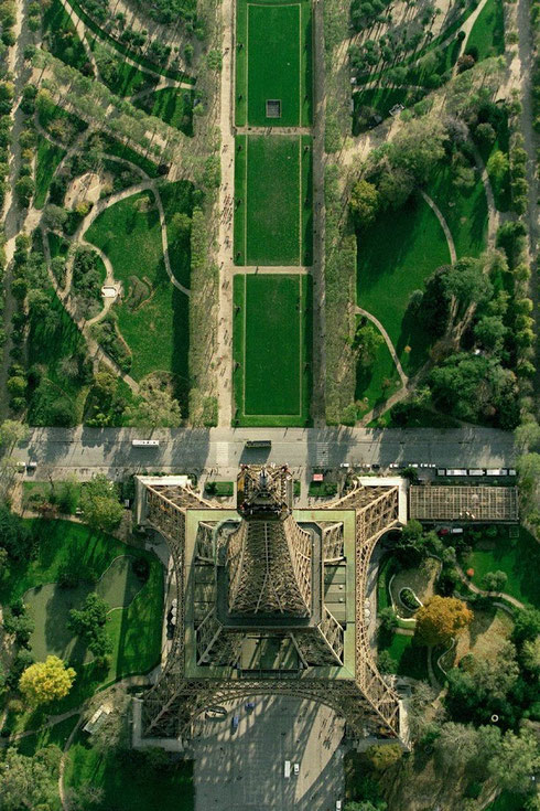 Looking down on the Eiffel Tower