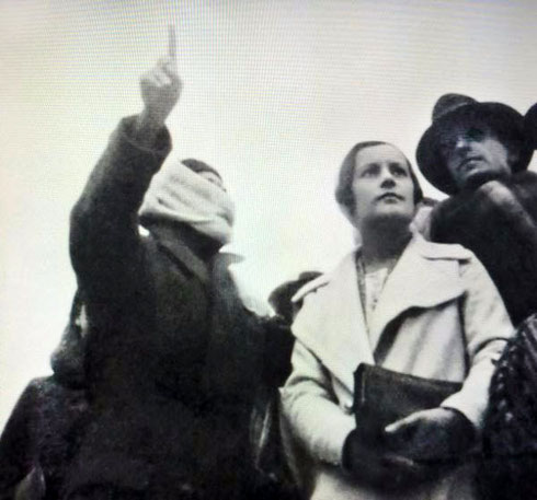 Meher Baba during his visit to Kashmir in 1933 points to the Harvan mountain where Jesus is buried, Minta Toledano is looking . Courtesy of ECPPA