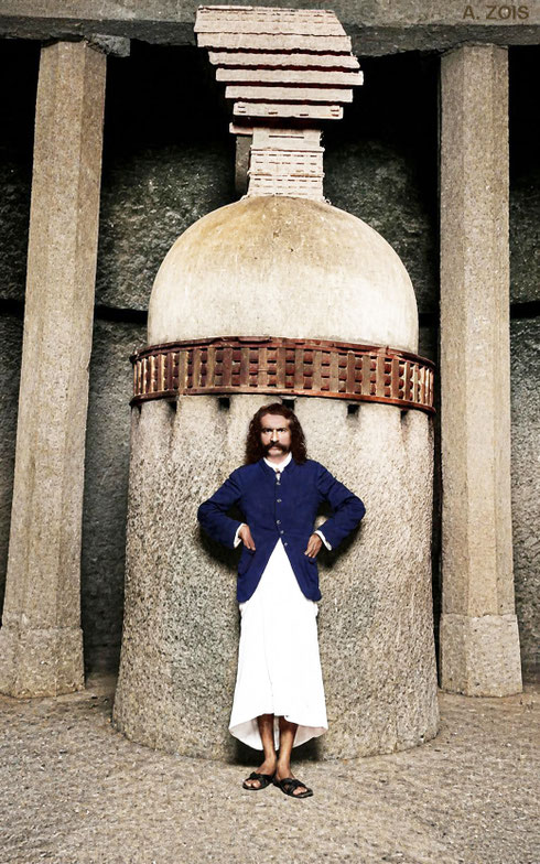 1927 : Meher Baba at the Pandu Lena Caves. Image rendition by Anthony Zois. BP