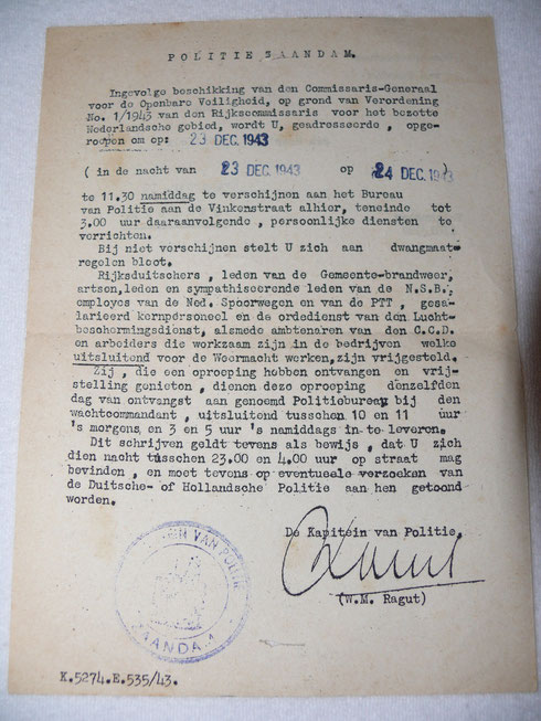 Oproep voor Arbeitseinsatz 1943