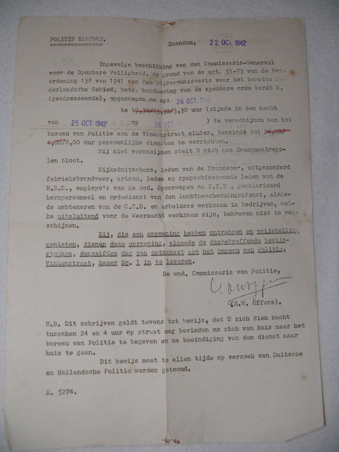 Oproep voor Arbeitseinsatz 1942