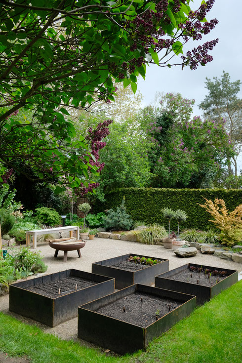 dieartigeGARTEN // (early) May Garden - high beds / Knieehochbeete mit Salat, ausgesamten Zinnien+Dahlienknollen