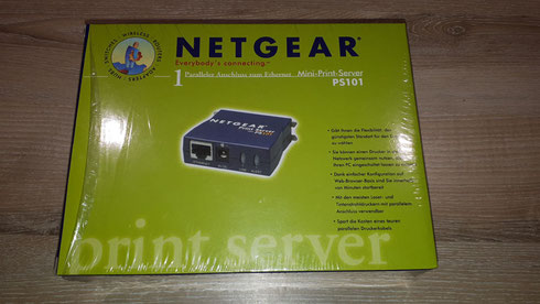 Foto von der Verpackung des Netgear PS101 Print-Server