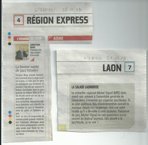 L'Union 28 & 29 nov 2013. Cliquer pour agrandir