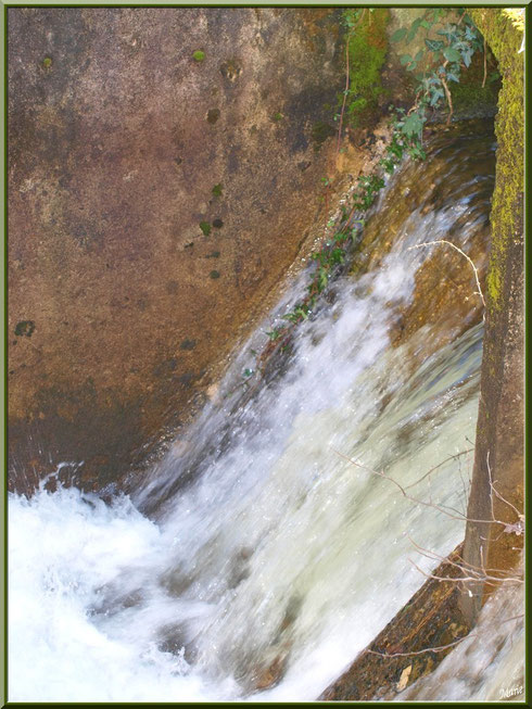 Chute d'eau en sortie d'une écluse sur le Canal des Landes au Parc de la Chêneraie à Gujan-Mestras (Bassin d'Arcachon)