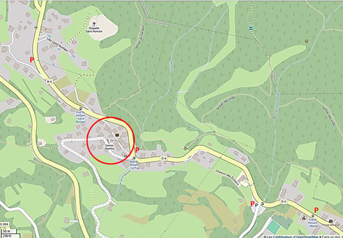 Accès à l'église Sainte-Marthe à Puy-Saint-Vincent. Doc d'origine Openstreetmap
