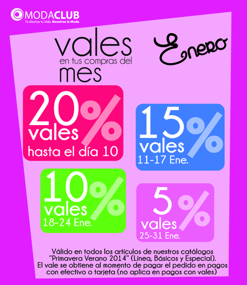 descuentos en vales por compras de ropa 2014 moda club