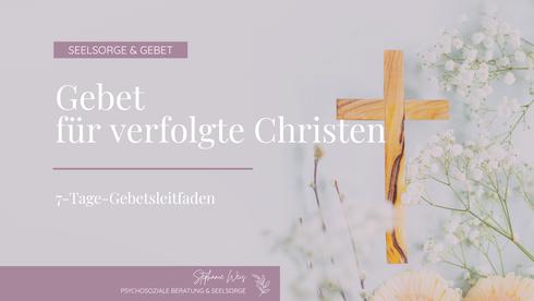 Titelbild zum Blogartikel "Warum ich für meine Gemeinde dankbar bin..." von Stephanie Weis. Im Hintergrund ein Kreuz mit weißen Blümchen. Design in hellem lila gehalten. 