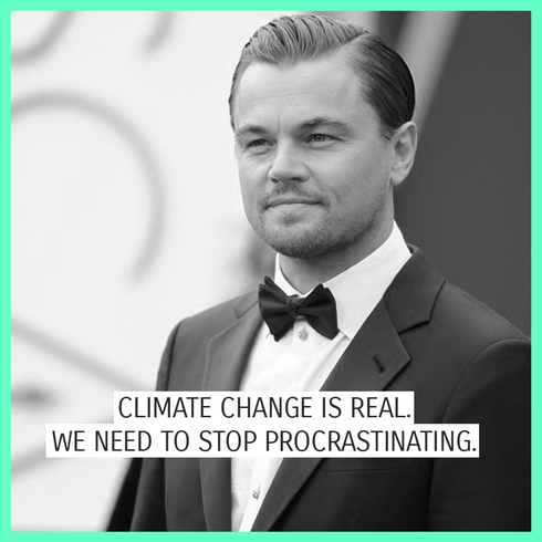 Zitat von Leonardo DiCaprio bei den Oscars 2016: "Climate Change is real. We need to stop procrastinating."