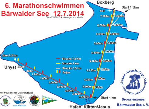 Streckenplan Marathonschwimmen 2013 Bärwalder See