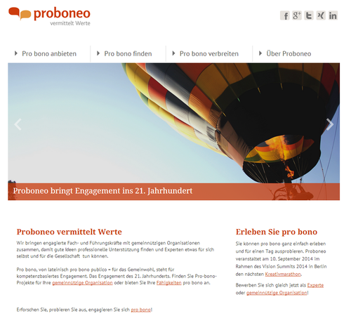 Screenshot Proboneo-Website