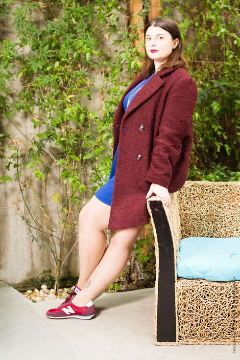 CHIC WITH CURVES BLOG MODE MARSEILLE GRANDE TAILLE PLUS SIZE RONDE ROBE COURTE H&M MANTEAU CAMAIEU BORDEAUX NEW BALANCE BASKETS BIJOUX SAUTOIR PILGRIM SAC LANCEL