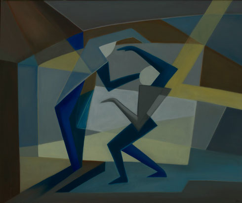 Claudine Oliviero, Verkörperte Geometrie, Öl und Acryl auf Leinwand, 1999                    