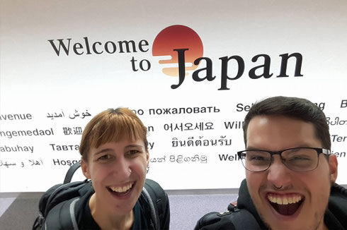 Ankunft am Flughafen Narita, Japan