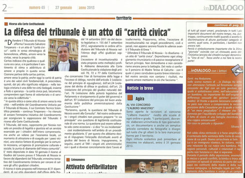 Articolo pubblicato su <<...inDIALOGO >>  N. 45 del 27.1.2013