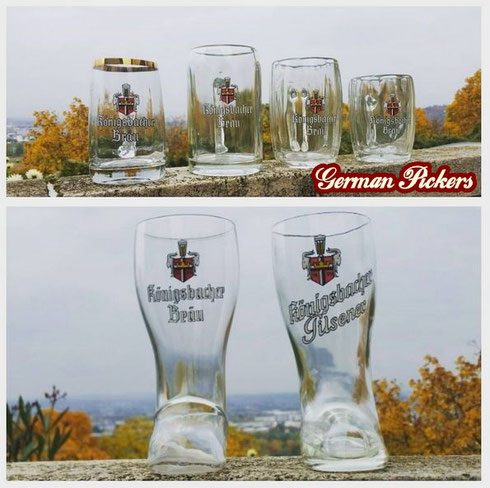 Biergläser der Königsbacher Brauerei / Bräu aus Koblenz  zwischen 1930 und 1960  teilweise emailliert  