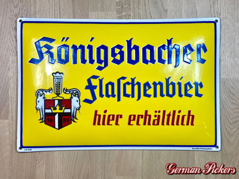 Königsbacher Bräu / Brauerei Flaschenbier - Emailschild  Deutschland um 1930  Boos & Hahn Ortenberg-Baden, 33 x 50 cm 