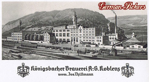 Königsbacher Bräu / Brauerei Ansichtskarte  Ansicht der Königsbacher BrauereiA.-G. Koblenz  vorm. Jos. Thillmann  Koblenz um 1925 