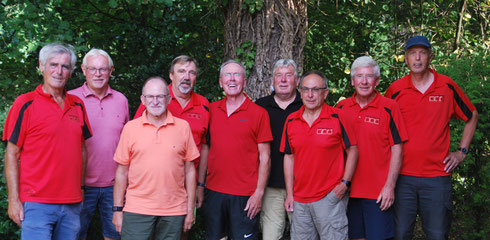 Vizemeister in der Bezirksklasse Münsterland, v.l.: Mannschaftsführer Hubert Hentschel, Alfred Gude, Hans Poplutz, Karl Wilms, Heinz Kerkhoff, Paul Deitmar, Alex Radtke, Heinrich Schmitz und Otto Reeker