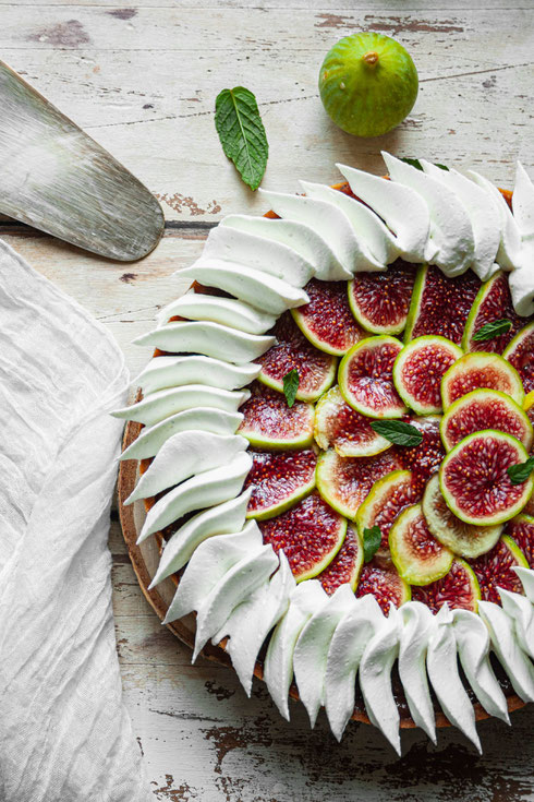 recette de tarte aux figues, compotée figues menthe et ganache montée vanille