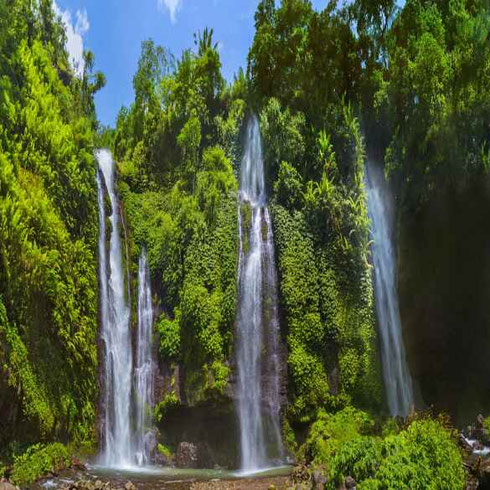 Les majestueuses chutes de Sekumpul au nord de Bali.