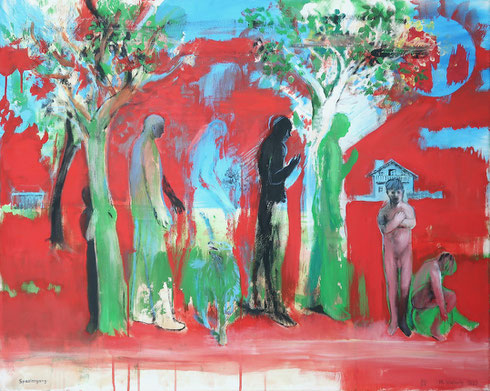 Michael Hedwig, Spaziergang, 2022, Acryl auf Leinwand, 80x100cm
