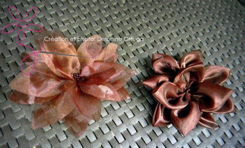 Deux créations en organza marron plus ou moins aériennes