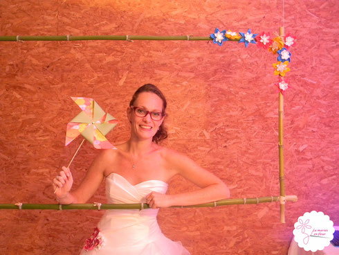 Photomaton cadre fleurs en tissu moulins à vent