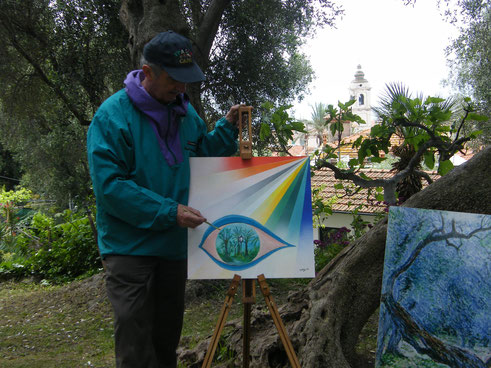 Gianpiero Actis painting at Villa Pompeo Mariani