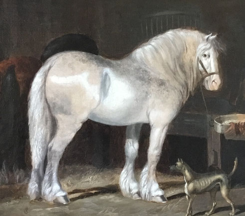 Henry Woollett- Grey horse in a stable